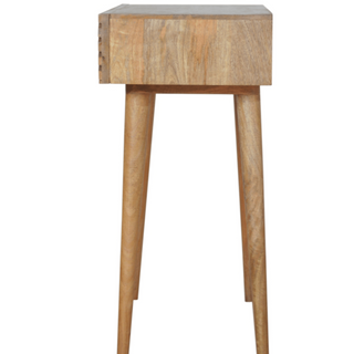 Mango Wood Lille Console Table with 2 Drawers, Oak Finish