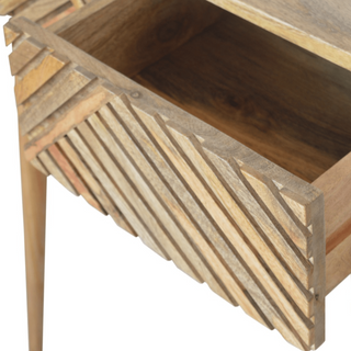 Mango Wood Lille Console Table with 2 Drawers, Oak Finish