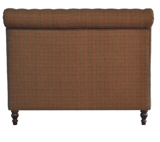 Mango Wood Bed with Mixed Tweed Upholstery