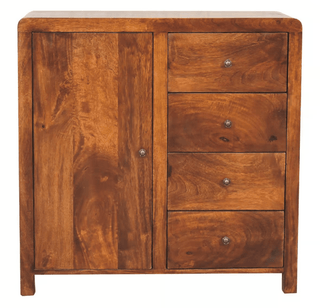 Mango Wood Sideboard with 1 Cabinet and 4 Drawers