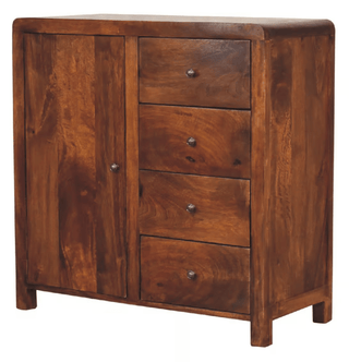 Mango Wood Sideboard with 1 Cabinet and 4 Drawers