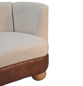 Mango Wood Frame Sofa with Bouclé Upholstery and Buffalo Hide Accents
