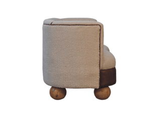 Mango Wood Frame Sofa with Bouclé Upholstery and Buffalo Hide Accents