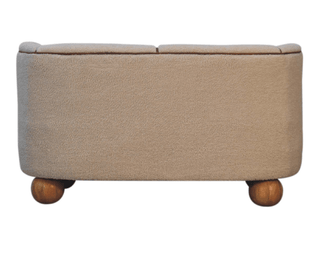 Mango Wood Frame Sofa with Bouclé Upholstery and Buffalo Hide Accents