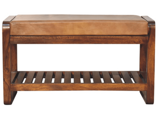 Mango Wood Buffalo Hide Hallway Bench
