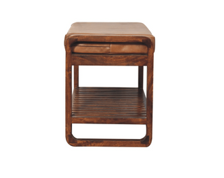 Mango Wood Buffalo Hide Hallway Bench