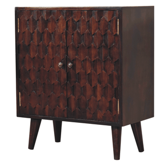 Narrow Pineapple Carved Cabinet, Walnut