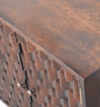 Narrow Pineapple Carved Cabinet, Walnut