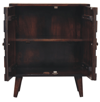 Narrow Pineapple Carved Cabinet, Walnut