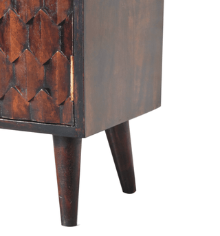 Narrow Pineapple Carved Cabinet, Walnut