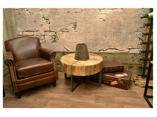 Vintage Studded Front Leather Armchair