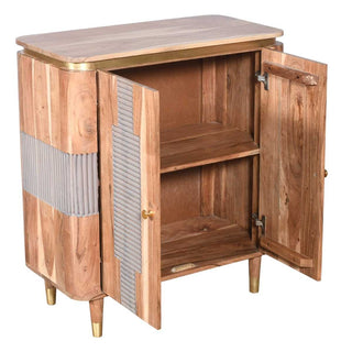 Acacia Wood 2 Doors Sideboard with Grey Accents