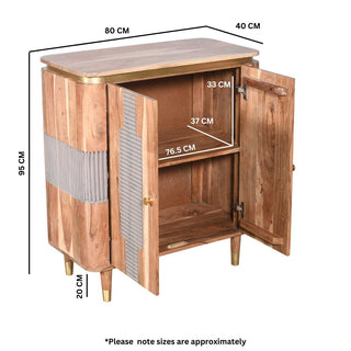 Acacia Wood 2 Doors Sideboard with Grey Accents