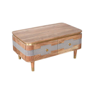 Acacia Wood 2 Drawer Coffee Table with Grey Accents