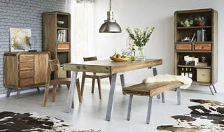 Industrial Reclaimed Wood & Metal Dining Table
