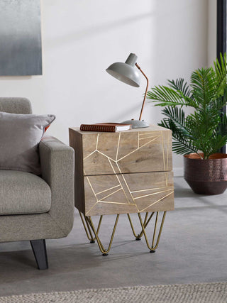 Light Gold 2 Drawer Bedside Table