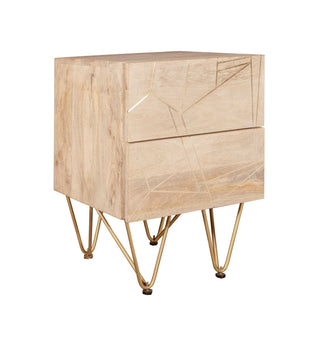 Light Gold 2 Drawer Bedside Table