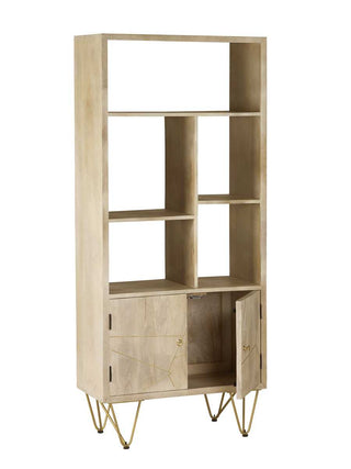 Large Bookcase with 2 Doors - Light Gold Inlay