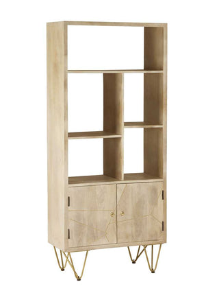 Large Bookcase with 2 Doors - Light Gold Inlay