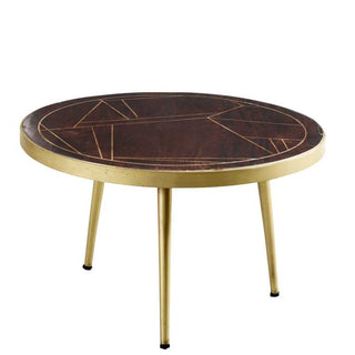 Solid Wood Coffee Table with Brass Inlay