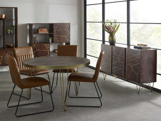 Solid Wood Round Dining Table, Walnut Finish