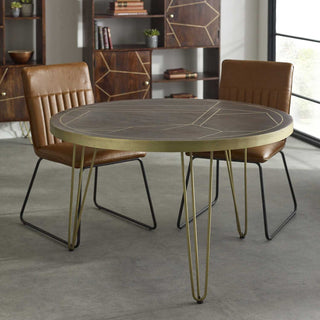 Solid Wood Round Dining Table, Walnut Finish