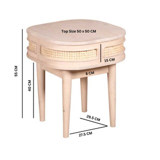 Cane & Mango Wood Bedside Table