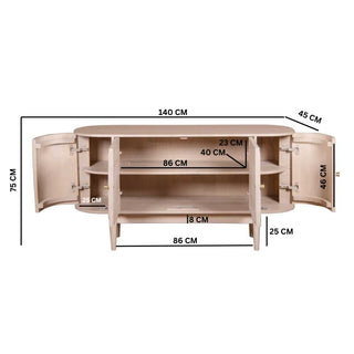 Cane & Mango Wood 4 Doors Sideboard