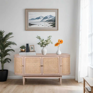Cane & Mango Wood 4 Doors Sideboard
