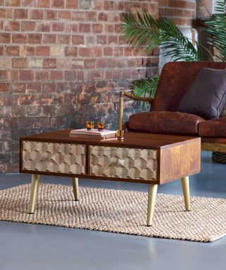 Edison Solid Wood Coffee Table with 2 Drawers