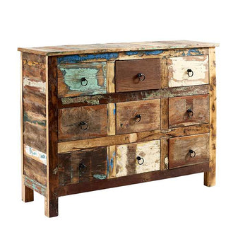 Coastal Reclaimed Solid Wood 9 Drawer Chest
