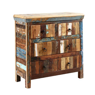 Coastal Reclaimed Solid Wood 2 over 2 Drawer Chest