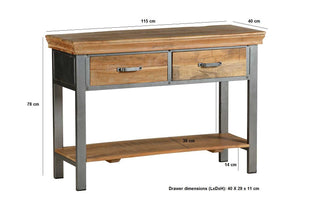 Industrial Console Table with Drawers & Shelf