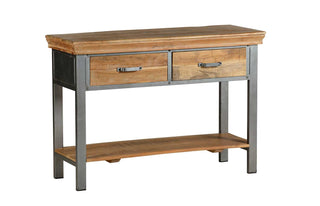 Industrial Console Table with Drawers & Shelf