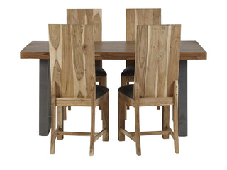 Set of 2 Solid Acacia Wood Dining Chairs