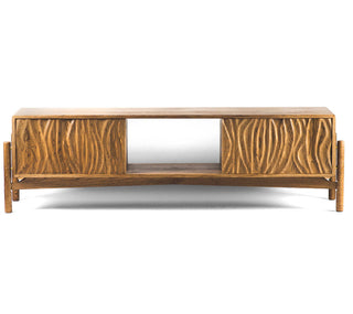 Oak Wood Lino Media Unit, Smoked Oak Finish