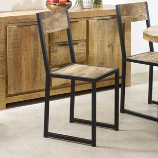 Industrial Metal & Wood Dining Chairs (Set of 2)