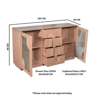 Mango Wood Sideboard, Warm Taupe Finish