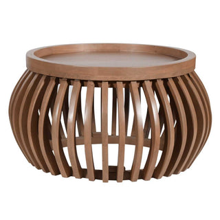 Solid Wood Round Coffee Table, Taupe Finish