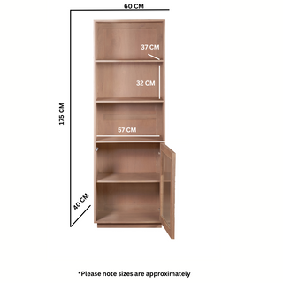 Solid Mango Wood Bookcase, Taupe Finish