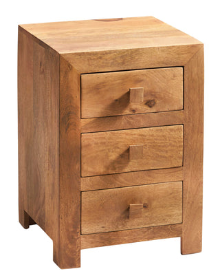 Solid Mango Wood 3 Drawer Bedside