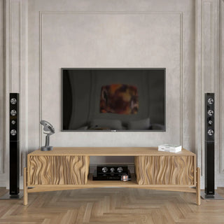 Oak Wood Lino Media Unit, Smoked Oak Finish