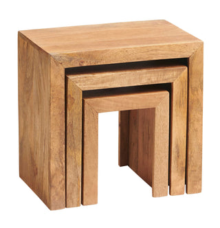 Solid Mango Wood Nest of 3 Tables