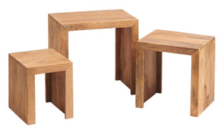 Solid Mango Wood Nest of 3 Tables