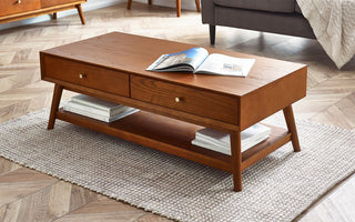 Lowry 2 Drawer Coffee Table, Ash Wood