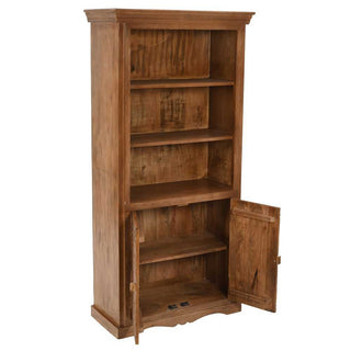 Hand-Carved Mango Wood Bookcase with Cupboard