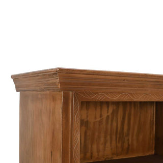 Hand-Carved Mango Wood Bookcase with Cupboard