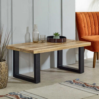 Solid Wood & Metal Coffee Table
