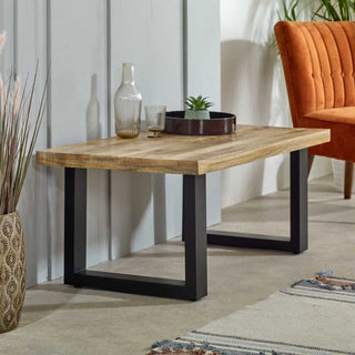 Solid Wood & Metal Coffee Table