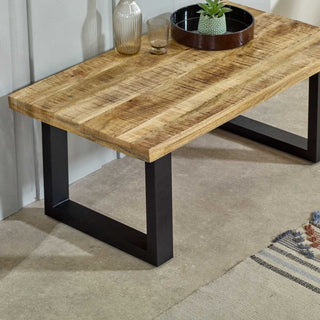 Solid Wood & Metal Coffee Table